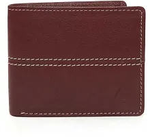 Stylish Solid Maroon Genuine Leather Wallet For Men-thumb2