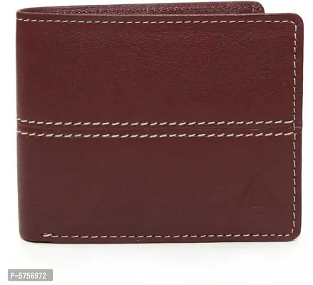 Stylish Solid Maroon Genuine Leather Wallet For Men-thumb3