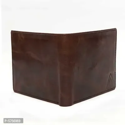 Stylish Solid Brown Genuine Leather Wallet For Men-thumb0