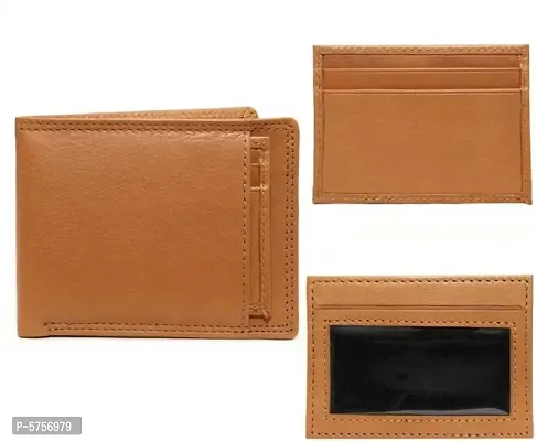 Stylish Solid Tan Genuine Leather Wallet For Men-thumb3