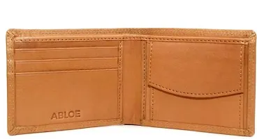 Stylish Solid Tan Genuine Leather Wallet For Men-thumb1