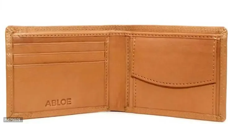 Stylish Solid Tan Genuine Leather Wallet For Men-thumb2