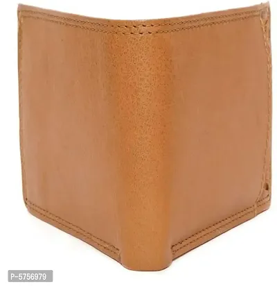 Stylish Solid Tan Genuine Leather Wallet For Men-thumb0