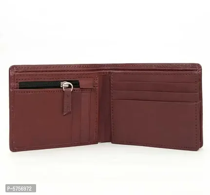 Stylish Solid Maroon Genuine Leather Wallet For Men-thumb2