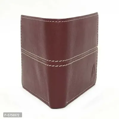 Stylish Solid Maroon Genuine Leather Wallet For Men