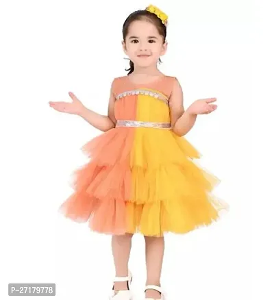 Fabulous MultiColor Net Printed Frocks For Girls-thumb0