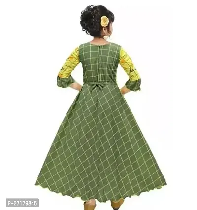 Fabulous Green Cotton Blend Printed Frocks For Girls-thumb2