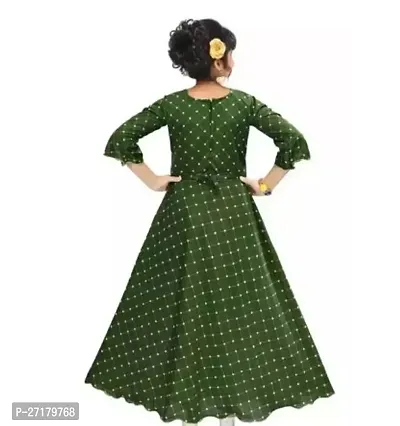 Fabulous Green Cotton Blend Printed Frocks For Girls-thumb2