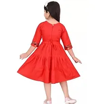 Fabulous Red Cotton Blend Printed Frocks For Girls-thumb1