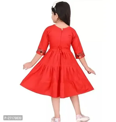 Fabulous Red Cotton Blend Printed Frocks For Girls-thumb2