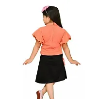 Fabulous Peach Cotton Blend Printed Frocks For Girls-thumb1