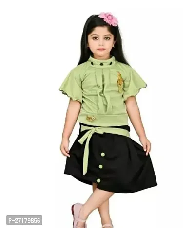 Fabulous Green Cotton Blend Printed Frocks For Girls-thumb0