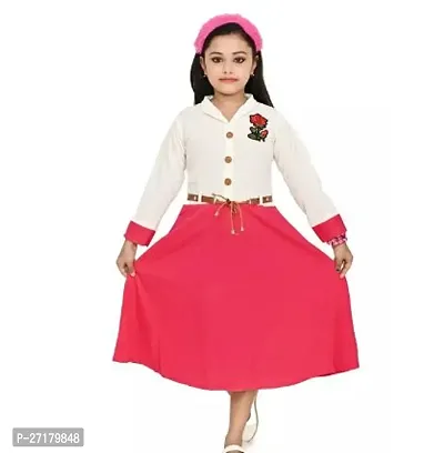 Fabulous Pink Cotton Blend Printed Frocks For Girls