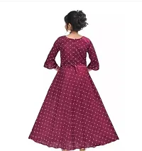 Fabulous Maroon Cotton Blend Printed Frocks For Girls-thumb1