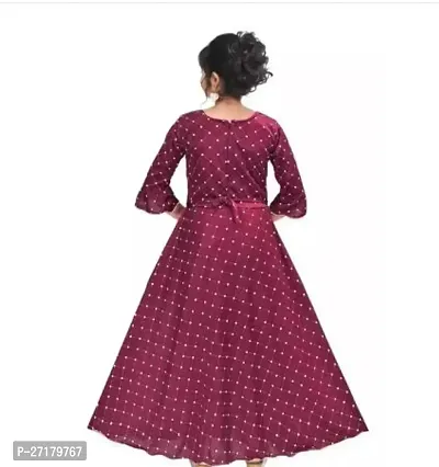 Fabulous Maroon Cotton Blend Printed Frocks For Girls-thumb2