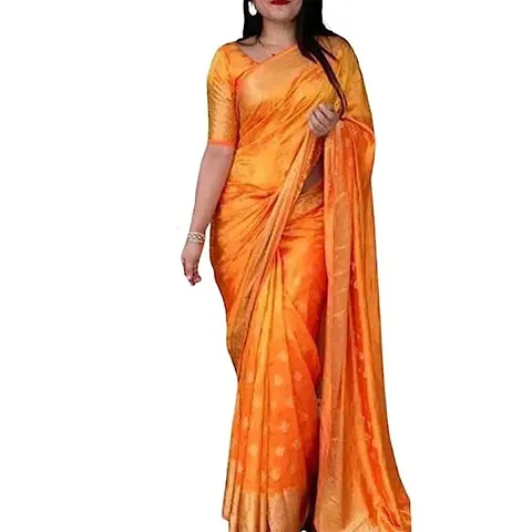 Stylish Lichi Silk Jacquard Saree With Blouse Piece For Women