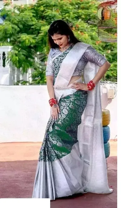 Saptapadi Women's Jacquard Silk Blend Saree With Blouse piece