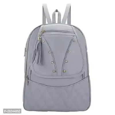 Stylish PU Backpack For Women (Grey)-thumb0