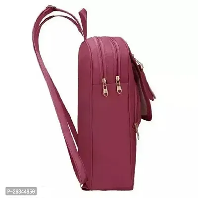 Stylish PU Backpack For Women (Maroon)-thumb2