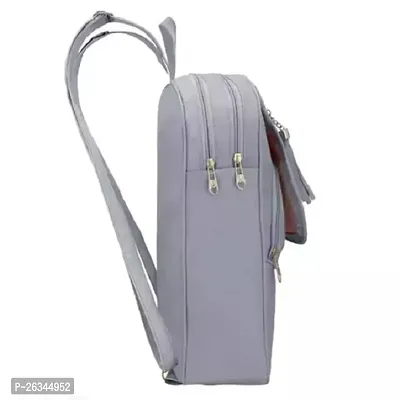 Stylish PU Backpack For Women (Grey)-thumb2