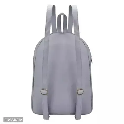 Stylish PU Backpack For Women (Grey)-thumb3