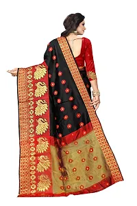 Dwiza Enterprise women's ethnic wear jacquard banarasi cotton silk saree (Black)-thumb2