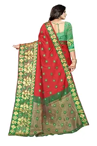 Dwiza Enterprise Women's Banarasi Cotton Silk Saree With Blouse Piece (Red)-thumb2