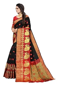 Dwiza Enterprise women's ethnic wear jacquard banarasi cotton silk saree (Black)-thumb1