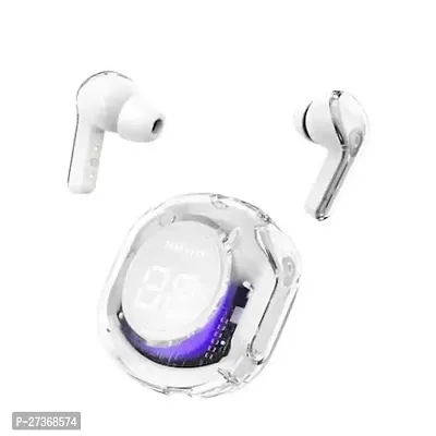 Ultrapods Pro-2 Bluetooth 5.3 LED Display Mini Crystal Earbuds Wireless Charging Bluetooth Headset (White)-thumb0