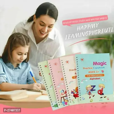 Magic Practice Copybook, (4 Book + 10 Refill) Number Tracing Book for Preschoolers with Pen, Magic Calligraphy Copybook Set Practical Reusable Writing Tool Simple Hand Lettering Spiral-bound