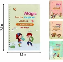 Magic Practice Copybook, (4 Book + 10 Refill) Number Tracing Book for Preschoolers with Pen, Magic Calligraphy Copybook Set Practical Reusable Writing Tool Simple Hand Lettering Spiral-bound-thumb1