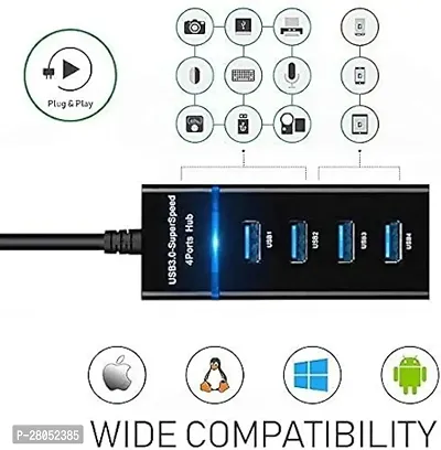 4 Port USB 3.0 Hub with Hi-Speed Data Transfer, LED Indication, 15cm Cable, Backward Compatible, Multi Device onnection, Plug Play Usage, Glossy Finish and Lightweight .-thumb2