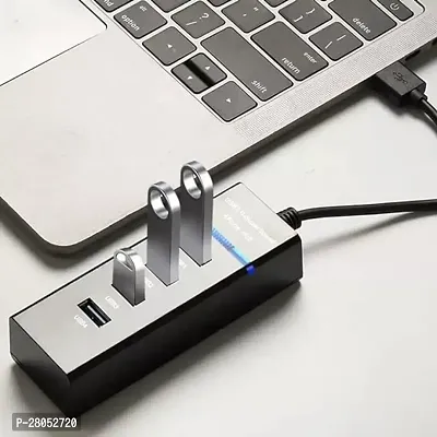 4 Port USB 3.0 Hub with Hi-Speed Data Transfer, LED Indication, 30cm Cable, Backward for Multi Device Connection, Plug Play Usage, Glossy Finish and Lightweight Design