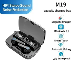 M19 Bluetooth 5.1 Wireless Earbuds Touch Waterproof IP7X LED Digital Display Bluetooth Headset (Black, True Wireless)-thumb1