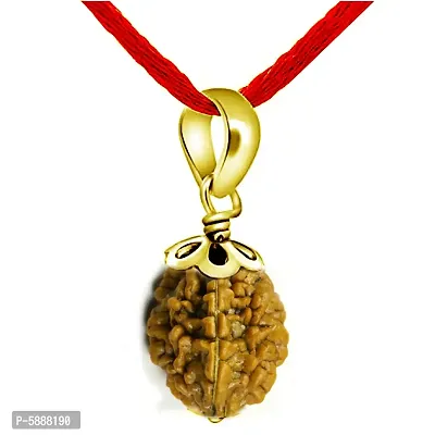 Original 2 Mukhi Two Faced Nepali Rudraksha Beads Pendant Gold Plated Loose Bead Chakra Healing Astrological Locket-thumb0