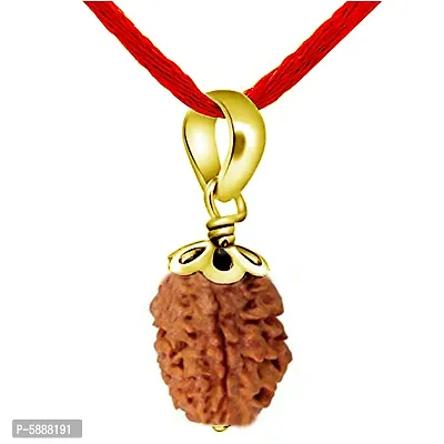Genuine 3 Face Three Mukhi Nepali Rudraksh Bead Gold Plated Astrological Pendant Rudraksh Meditation Locket Jewelry-thumb0
