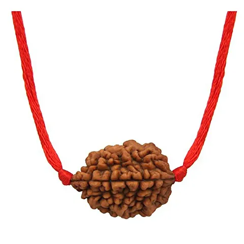 Natural Nepali Rudraksha Simple Pendant with Red Thread