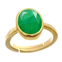Natural Gold Plated Adjustable Green Emerald 3.25 Ratti Stone Ring Oval Shape Faceted Cut for Men And Women in Size 6 To 15-thumb1