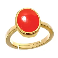 Natural Gold Plated Adjustable Red Carnelian 3.25 Ratti Stone Ring Oval Shape Cabochon Cut for Men And Women in Size 6 To 15-thumb1