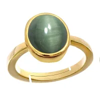 Natural Gold Plated Adjustable Green Cat's Eye 5.25 Ratti Stone Ring Oval Shape Cabochon Cut for Men And Women in Size 16 To 30-thumb1