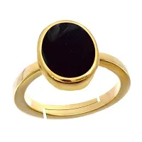 Natural Gold Plated Adjustable Black Onyx 6.25 Ratti Stone Ring Oval Shape Cabochon Cut for Men And Women in Size 16 To 30-thumb1