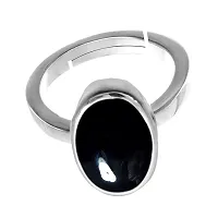 Natural Silver Plated Adjustable Ring Black-Onyx 3.25 Ratti Stone Ring Oval Shape Cabochon Cut  For Men And Women In size 6 To 15-thumb1