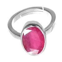 Natural Silver Plated Adjustable Ring Pink Ruby 3.25 Ratti Stone Ring Oval Shape Faceted Cut  For Men And Women In size 6 To 15-thumb1