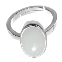 Natural Silver Plated Adjustable Ring White Opal 4.25 Ratti Stone Ring Oval Shape Cabochon Cut  For Men And Women In size 6 To 15-thumb1