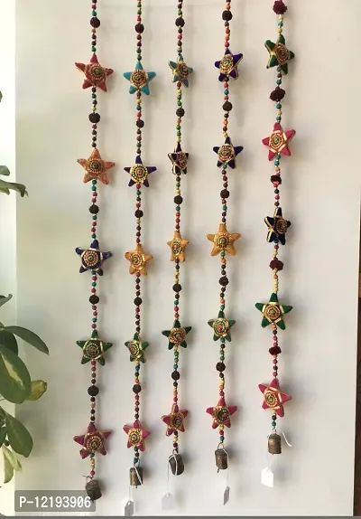 KPH Rajasthani Handmade Traditional Cotton Stuffed Star Hanging Pair, Star Ladi, Star Latkan, Christmas Decoration for Door, Window Hanging Pack of 1 Pair