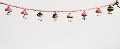 KPH raditional Rajasthani Handmade Bandarwal Toran with Beautiful Bells Embellishing for Diwali & Festive Home Decor Pack of 1-thumb1