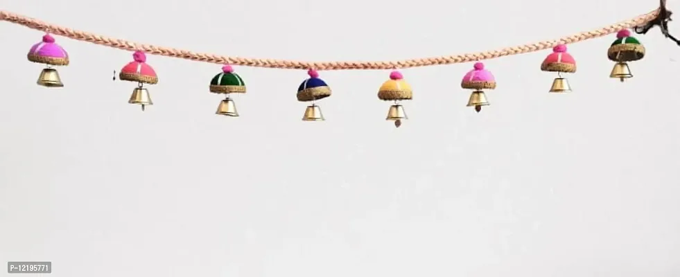 KPH raditional Rajasthani Handmade Bandarwal Toran with Beautiful Bells Embellishing for Diwali & Festive Home Decor Pack of 1-thumb2