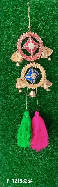 KPH Rajasthani Cusion with Multicolous tessels Wall Hanging and Door Hanging for Main Entrance Door, Diwali Festival, Tessels Hanging, Handmade Decoration , Traditional Dreamcatchers Pack of 1