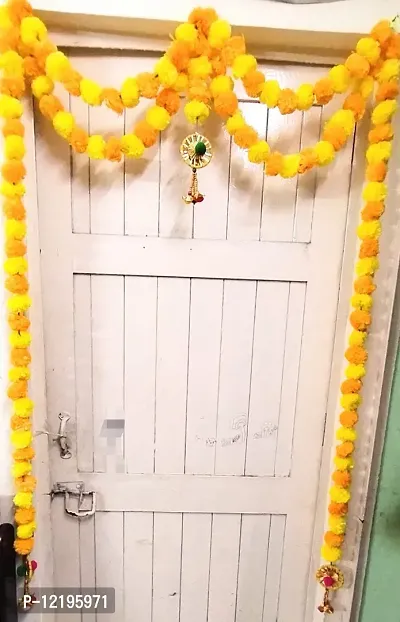 KPH Rajasthani Entrance Door Toran Artificial Marigold Garlands Flowers Door Toran Diwali Pack of 1-thumb0