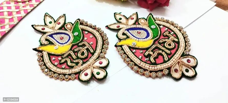 KPH Rajasthani Handmade Buti, Shubh labh Door Hanging Unique, buti for Decoration, shubh labh Hanging, shubh labh for Diwali Decoration, Diwali Decor Pack of 1 Pair-thumb2